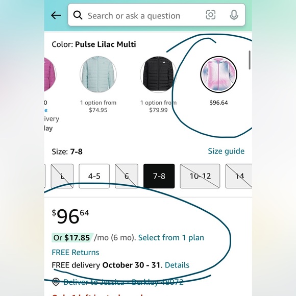 Adidas Kid’s Classic puffer coat jacket - size 4/5 and 7/8 NWT - Picture 5 of 5